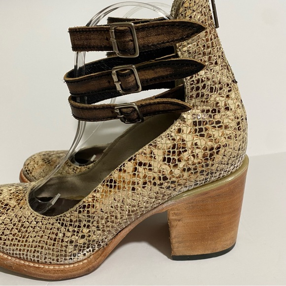 Womens FreeBird Steven Randi Leather Python Strappy Block Heel 8 Boho Western - Picture 4 of 11